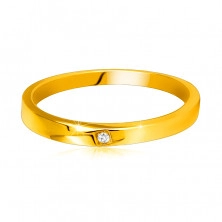 Anello in oro giallo 14K - lati leggermente smussati, diamante chiaro