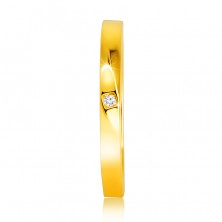 Anello in oro giallo 14K - lati leggermente smussati, diamante chiaro