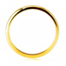 Fede in oro giallo 585 - scritta  “LOVE” con diamante, superficie liscia, 1,6 mm