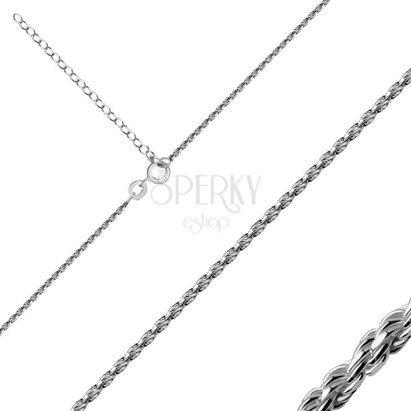Catena in argento 925 - maglie brillanti e unite densamente a spirale, chiusura ad anello a molla