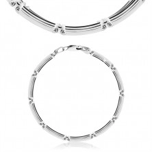 Bracciale in argento 925 - maglie rettangolari a strisce sottili, chiusura a moschettone