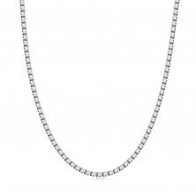 Collana in argento 925, con filettatura - maglie quadrati unite densamente, palline brillanti