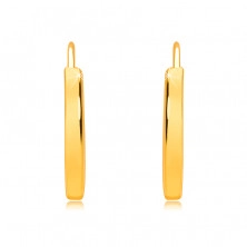 Orecchini piccoli in oro giallo 14K - lati sottili quadrati, superficie brillante, 10 mm