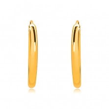 Orecchini in oro 14K cerchi, lati rotondi, superficie liscia e molto brillante, 14 mm
