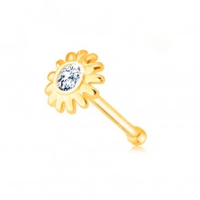 Piercing al naso, con diamante, in oro giallo 585 - fiore con diamante chiaro