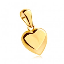 Ciondolo in oro giallo 14K - cuore pieno con superficie brillante e leggermente convessa