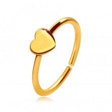 Piercing al naso in colore dorato, anello brillante con piccolo cuore, 6 mm