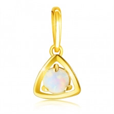 Ciondolo in oro 9K - contorno a triangolo con opale sintetico rotondo