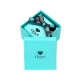 Confezione regalo per gioielli con diamanti - design turchese con logo e fiocco nero, quadrato