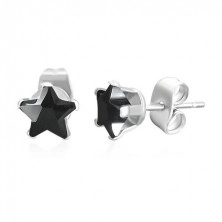 Orecchini in acciaio, colore argento con stella in zircone nero