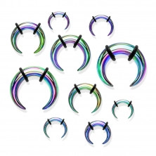 Piercing in acciaio all'orecchio stile bufalo, colori dell'arcobaleno, anelli neri in gomma