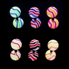 Piercing lingua - sfera a strisce ondulate colorate