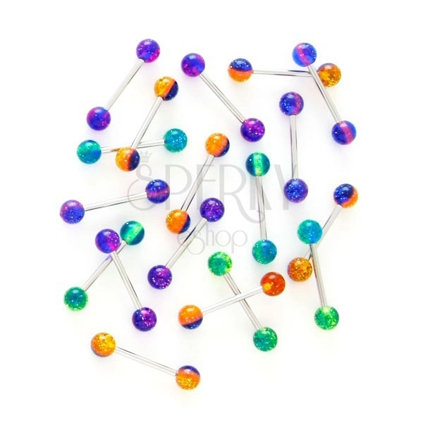 Piercing lingua bilanciere - sfera colorata con brillantini