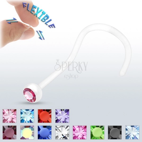 Piercing al naso in BioFlex - trasparente con zircone