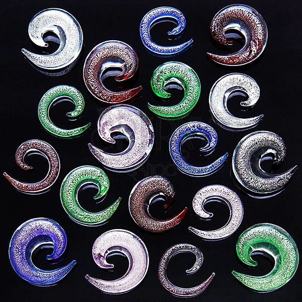Espansore falso all'orecchio - spirale colorata speculare, anelli in gomma
