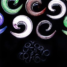 Espansore falso all'orecchio - spirale colorata speculare, anelli in gomma