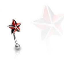 Piercing al sopracciglio - stella in color rosso e nero