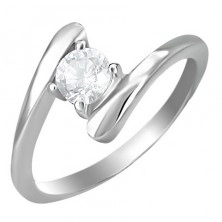 Anello di fidanzamento - zircone rotondo fissato tra l'estremità dell'anello