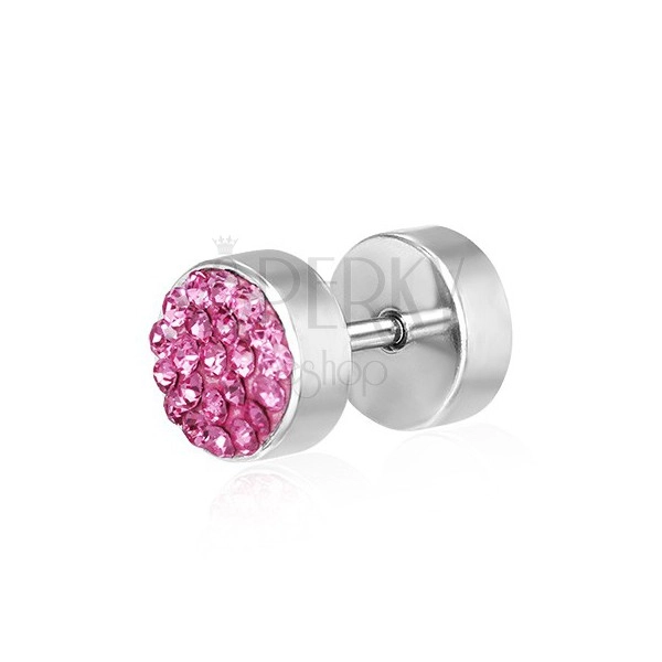 Plug falso in acciaio inossidabile - zircone color rosa