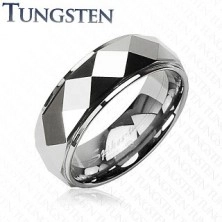 Tungsteno in anello con rombi smussati, colore argento