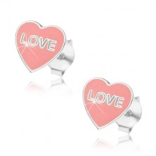 Orecchini in argento 925 - cuore rosa Love