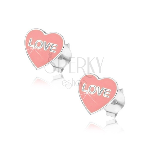Orecchini in argento 925 - cuore rosa Love