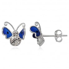 Orecchini d'argento 925 - farfalla blu volante con zirconi