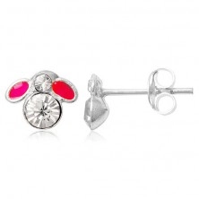 Orecchini a bottone d'argento 925 - piccolo moschino rosa