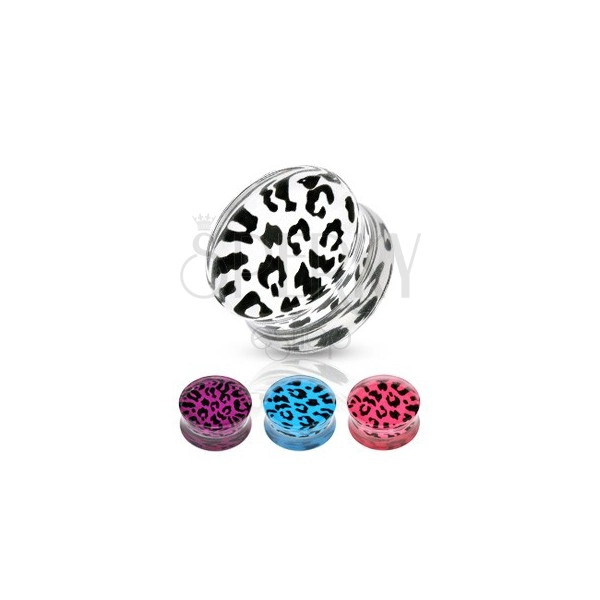 Plug a forma di sella in acrilico - design leopardo, diversi colori e dimensioni