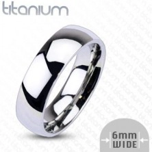 Anello in titanio color argento - superficie brillante, 6 mm