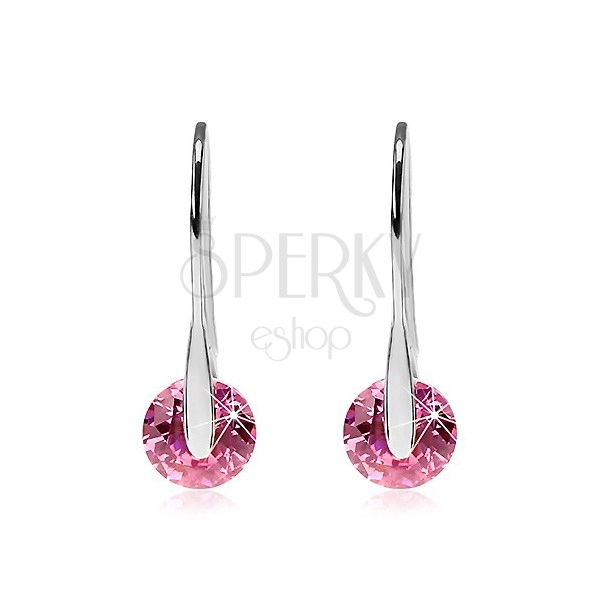 Orecchini in acciaio in colore argento con zirconi rotondi rosa