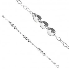 Bracciale d'argento 925 - tre cuori e maglie ovali