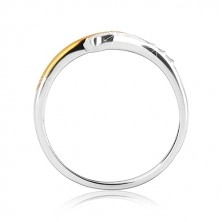 Anello d'argento 925 - linea arrotondata con zirconi e punta in colore oro