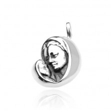 Ciondolo d'argento 925 - Vergine Maria con bambino, finemente patinato