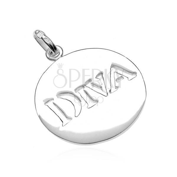 Ciondolo in argento 925 - cerchio liscio lucido con intaglio DIVA, 20 mm