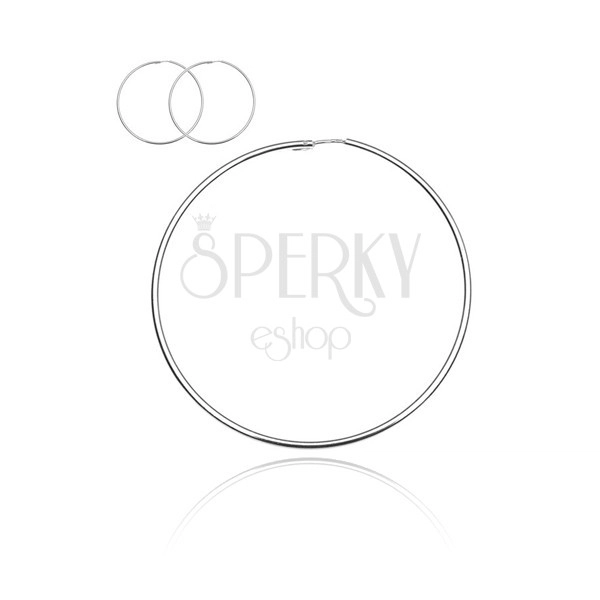 Orecchini a cerchio d'argento 925 - superficie liscia, lucida, 70 mm