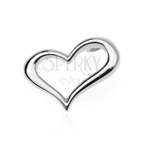 Ciondolo d'argento 925 - contorno di cuore ondulato, contromaglia laterale