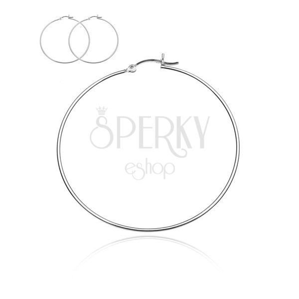Orecchini cerchi d'argento 925 - cerchi semplici, gancio, 50 mm
