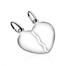 Coppia di ciondoli in argento 925 - cuore lucido con intaglio in centro