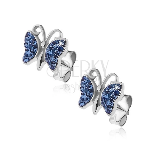 Orecchini in argento 925 - farfalletta con zirconi blu
