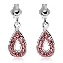 Orecchini in argento 925 - lacrima pendente con zirconi rosa