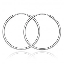 Orecchini in argento cerchi 925 - disegno semplice lucido, 30 mm