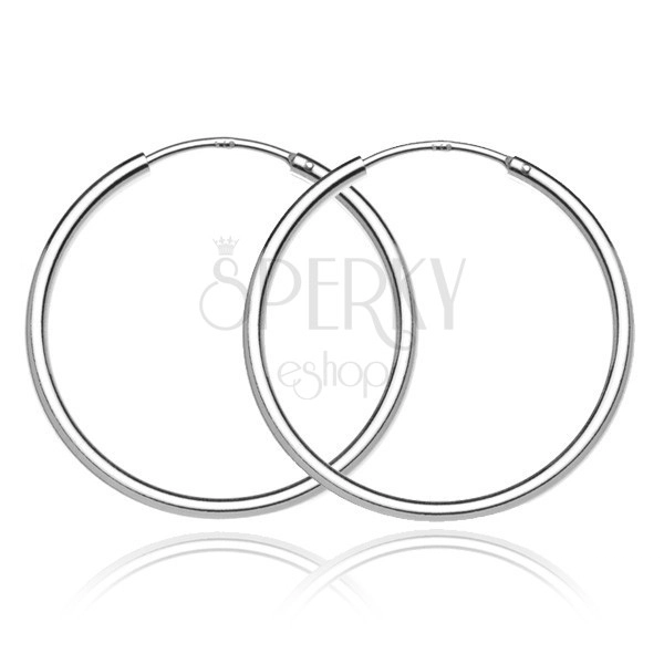Orecchini in argento cerchi 925 - disegno semplice lucido, 30 mm