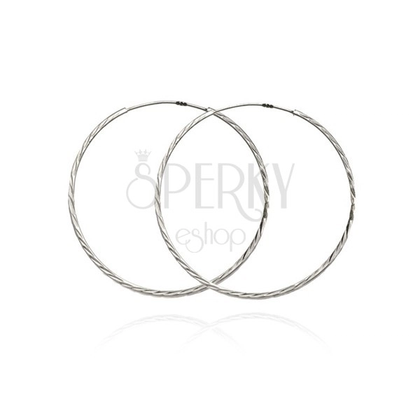 Orecchini d'argento 925 - cerchi stretti brillanti, 30 mm