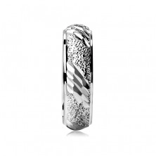 Anello in argento 925 - sabbiato con intagli obliqui