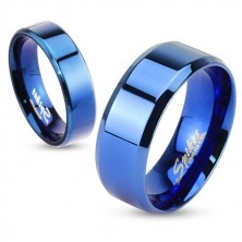 Anello d'acciaio - fede blu piatta, 6 mm