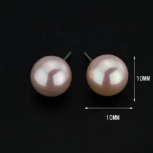 Orecchini a bottone d'argento 925 - perle rosa chiare, 10 mm