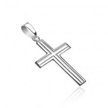 Ciondolo, piccola croce in argento 925 - doppie strisce parallele