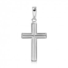 Ciondolo, piccola croce in argento 925 - doppie strisce parallele