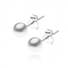 Orecchini d'argento 925 - pallina opaca su orecchino a bottone, 5 mm